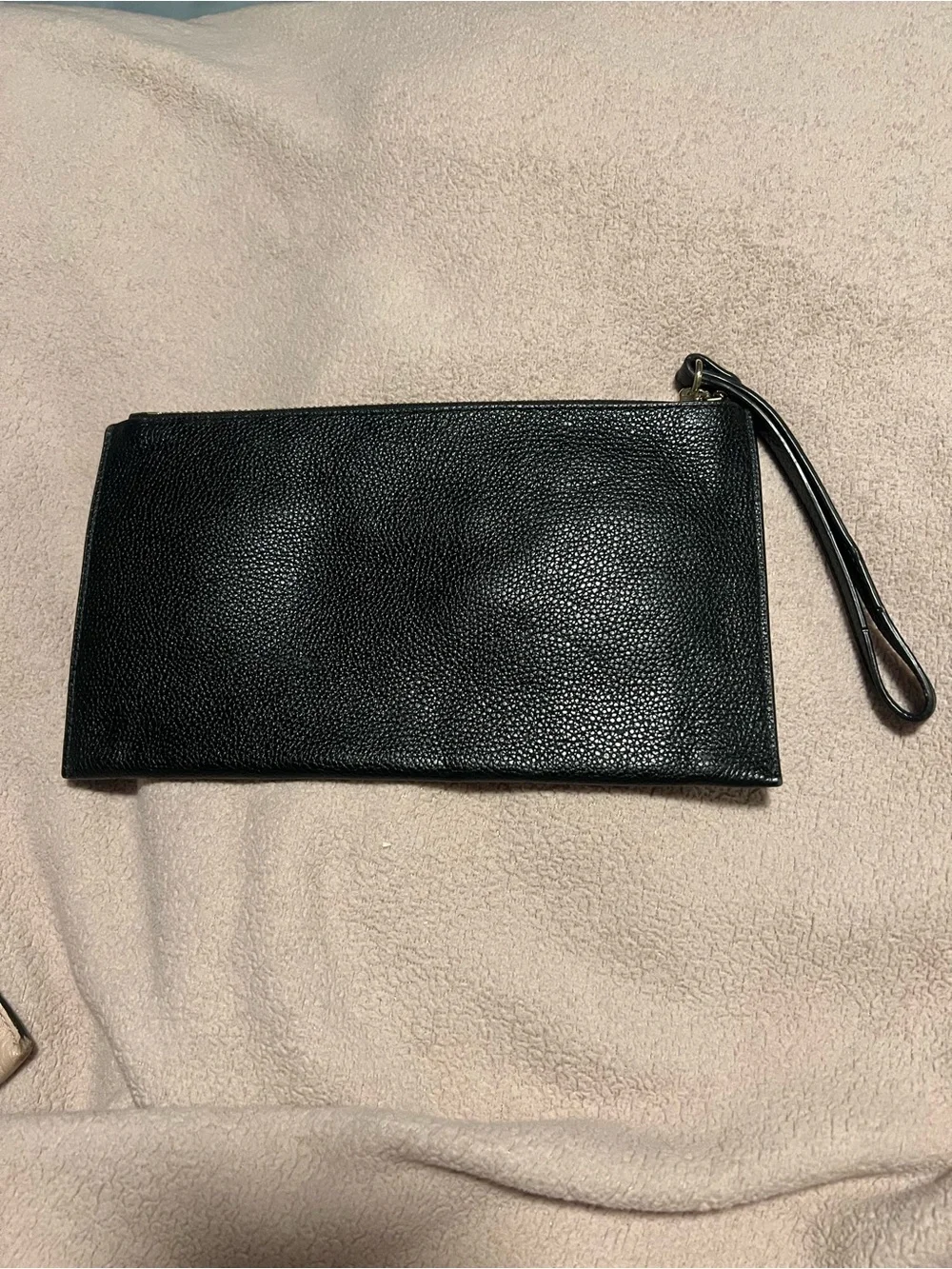 Michael Kors Black Pebble Leather Wristlet Clutch with Gold Hardware